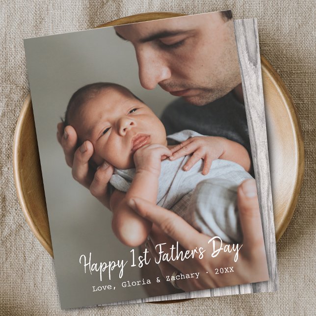 First Time Father's Day Photo Flat Holiday Card (First Time Father's Day Photo Flat Holiday Card)