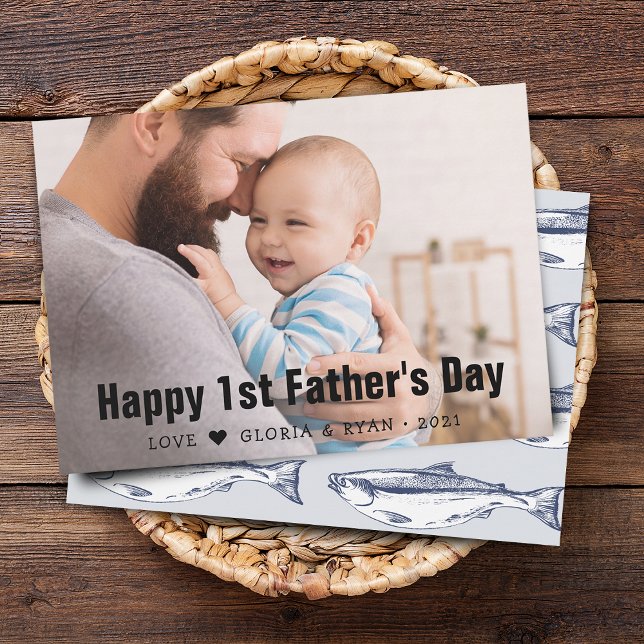 First Time Father's Day Photo Flat Holiday Card (First Time Father's Day Photo Flat Holiday Card)