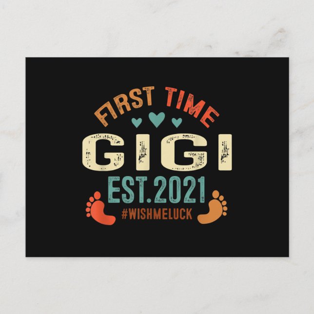 First Time Gigi Est 2021 Promoted To Gigi 2021 Invitation Postcard (Front)