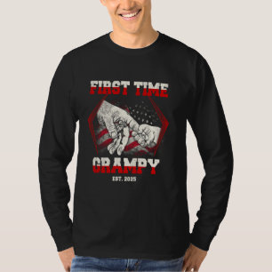 First Time Grampy Est. 2025 Funny American Flag Vi T-Shirt