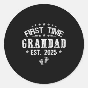 First Time Grandad Est 2025 Father S Day Promoted Classic Round Sticker