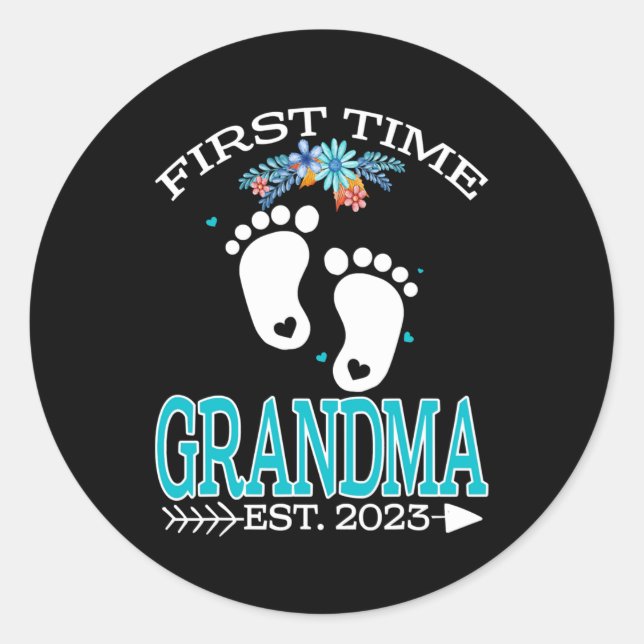 First Time Grandma 2023 Father's Day To Be Baby  Classic Round Sticker (Front)