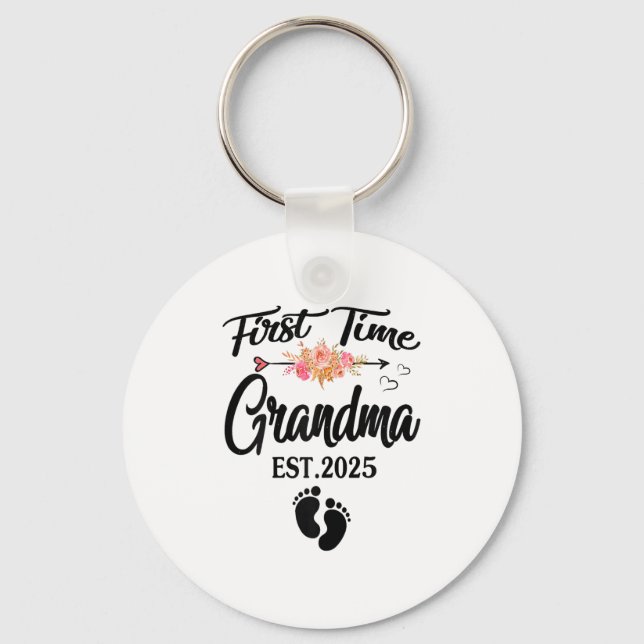 First Time Grandma 2025 Mothers Day Promoted To Gr Key Ring (Front)