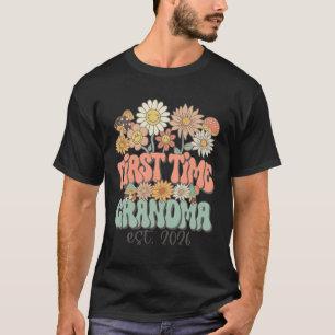 First Time Grandma 2026 Expecting Baby Groovy Wild T-Shirt