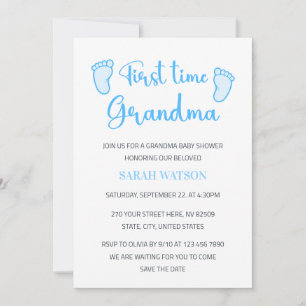 First Time Grandma Baby Boy Feet Shower Invitation