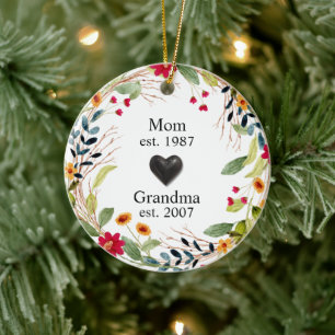 First Time Grandma Floral  Ceramic Ornament