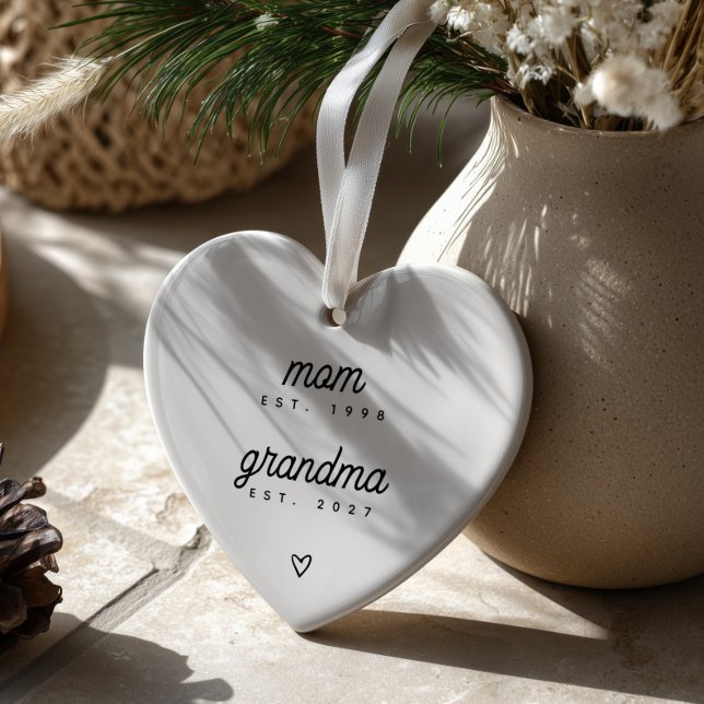 First Time Grandma Keepsake Custom Heart Shape Ceramic Ornament (Creator Uploaded)