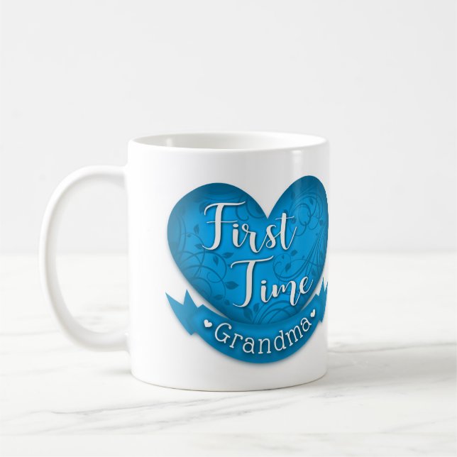First Time Grandma Mug- Blue Coffee Mug (Left)
