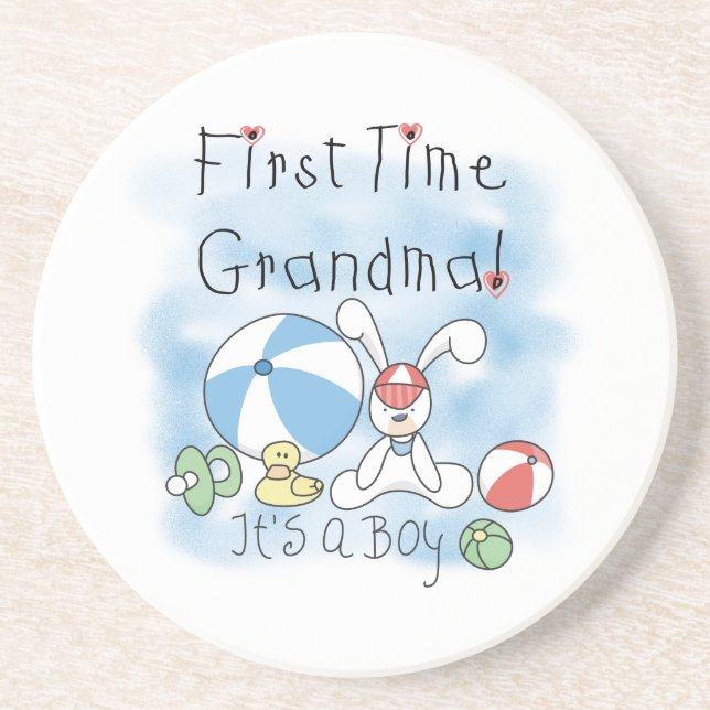 First Time Grandma of Boy Gifts Coaster (Front)