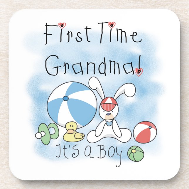 First Time Grandma of Boy Gifts Coaster (Front)