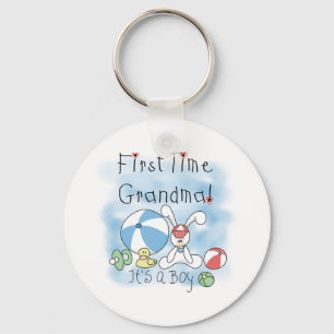First Time Grandma of Boy Tshirts and Gifts Key Ring
