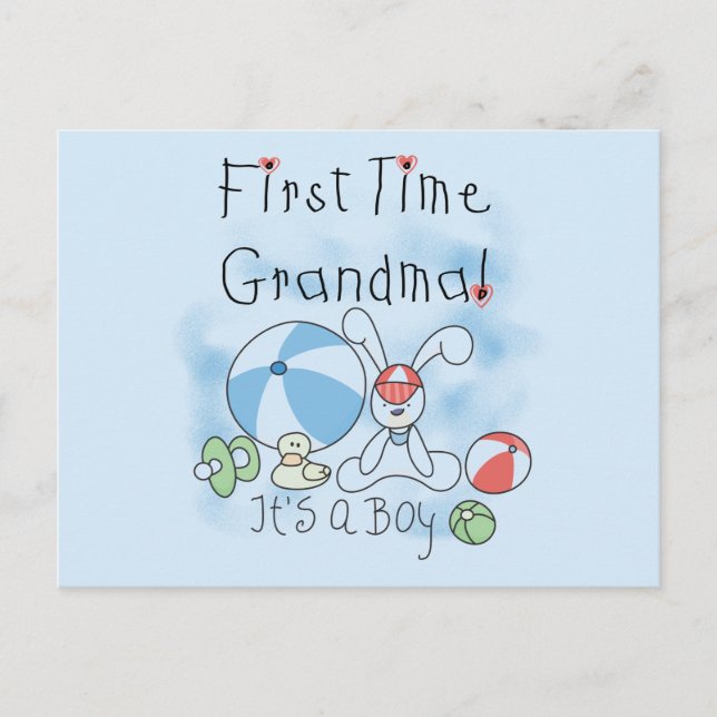 First Time Grandma of Boy Tshirts and Gifts Postcard (Front)
