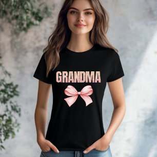 First Time Grandma Pink Ribbon Bow Nana T-Shirt