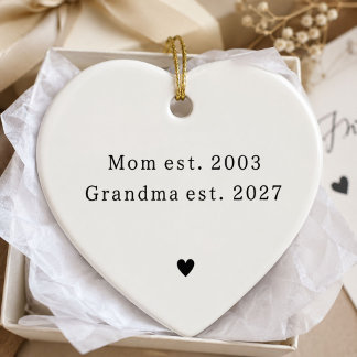 First Time Grandma Pregnancy Announcement Heart Ceramic Ornament