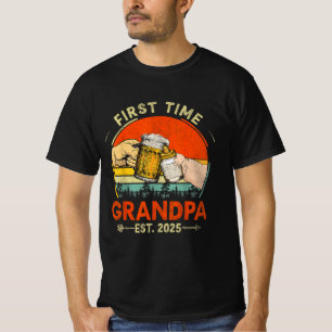 First Time Grandpa Est 2025 for New Dad Funny T-Shirt