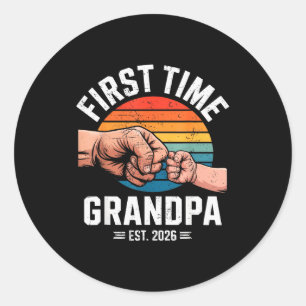 First Time Grandpa Est 2026 Baby Announcement Grea Classic Round Sticker