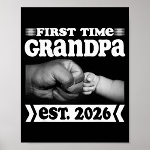 First Time Grandpa New Dad Est 2026 Shirt Fathers  Poster