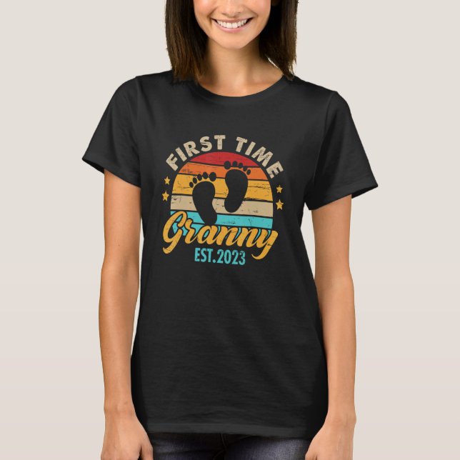 First Time Granny 2023 Mother's Day Promoted To Mo T-Shirt (Front)