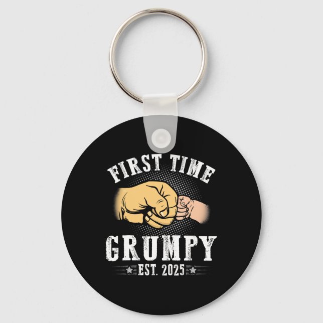 First Time Grumpy Est 2025 Father's Day Soon To Be Key Ring (Front)