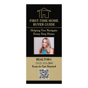 First-Time Home Buyer Real Estate with Photo & QR Rack Card