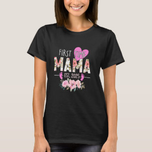 First Time Mama 2025 Floral Promoted to Mum Matchi T-Shirt