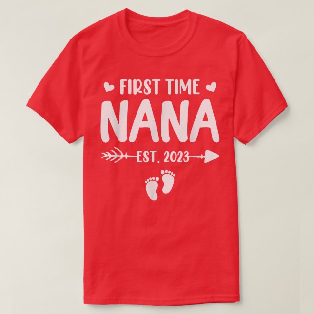 First Time Nana Est 2023 Soon To Be Nana Gender Re T-Shirt (Design Front)