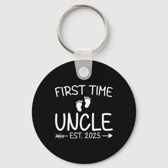 First Time Uncle Est. 2025 Fathers Day Ba  Key Ring (Front)