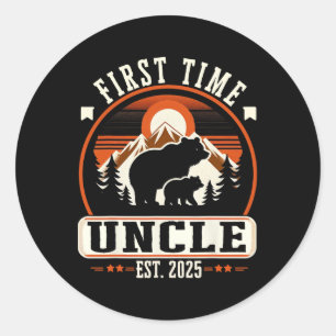 First Time Uncle Est 2025 For New Dad Funny Father Classic Round Sticker