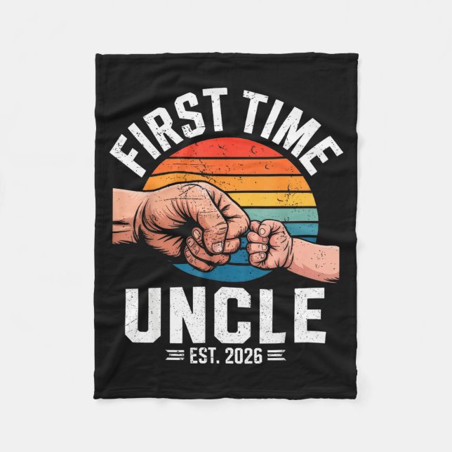 First Time Uncle Est 2026 Baby Announcement Great  Fleece Blanket (Front)