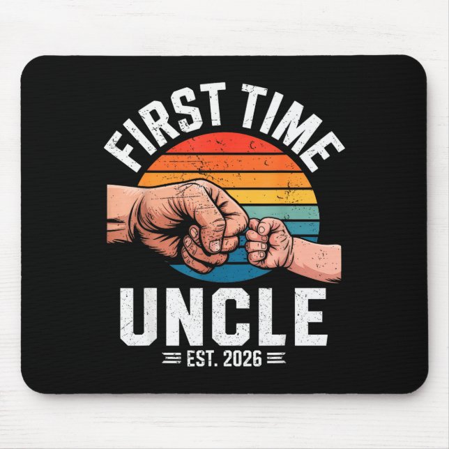 First Time Uncle Est 2026 Baby Announcement Great  Mouse Pad (Front)