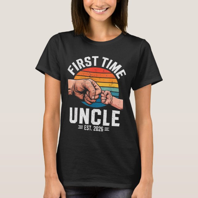 First Time Uncle Est 2026 Baby Announcement Great  T-Shirt (Front)
