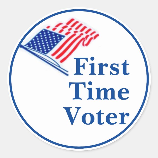 First Time Voter Classic Round Sticker (Front)