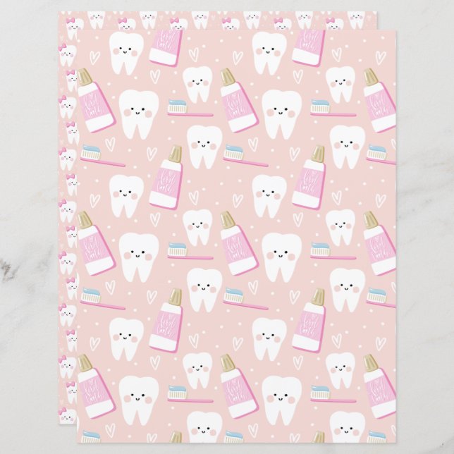 First Tooth Baby Girl Scrapbooking paper (Front/Back)
