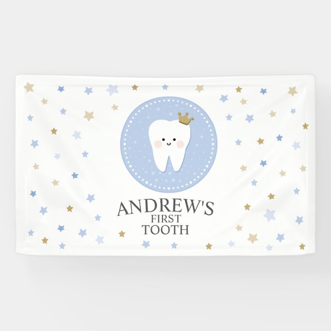 First Tooth party decoration. Editable Banner (Horizontal)