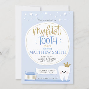 First Tooth Party Invitation for Boy