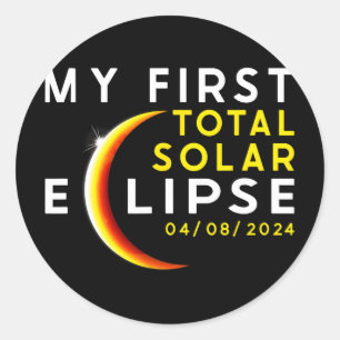 First Total Solar Eclipse April 8th Toddler Kids E Classic Round Sticker