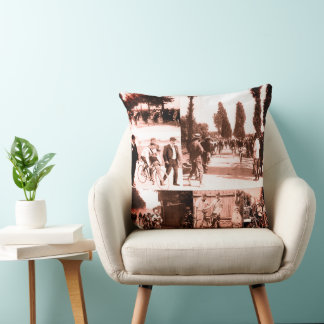 First Tour de France Winner Maurice Garin Collage Cushion