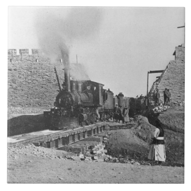 First train passing through the wall of Peking, Ch Tile (Front)