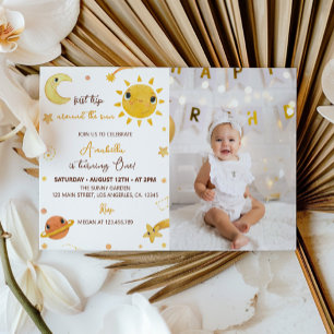 First Trip Around Sun Birthday Photo Invitation