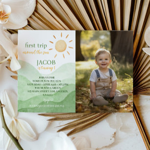 First Trip Around Sun Birthday Photo Invitation