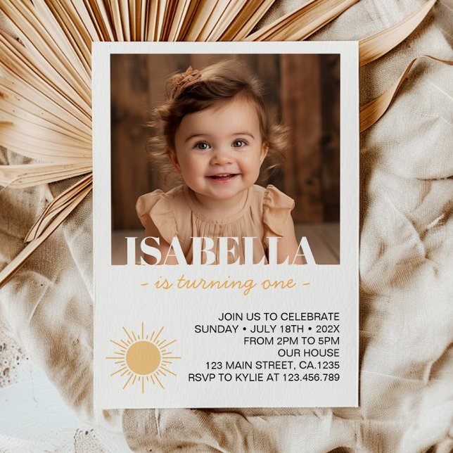 First Trip Around Sun Photo 1st Birthday Invitatio Invitation (Creator Uploaded)