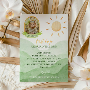 First Trip Around Sun Photo 1st Birthday Invitatio Invitation