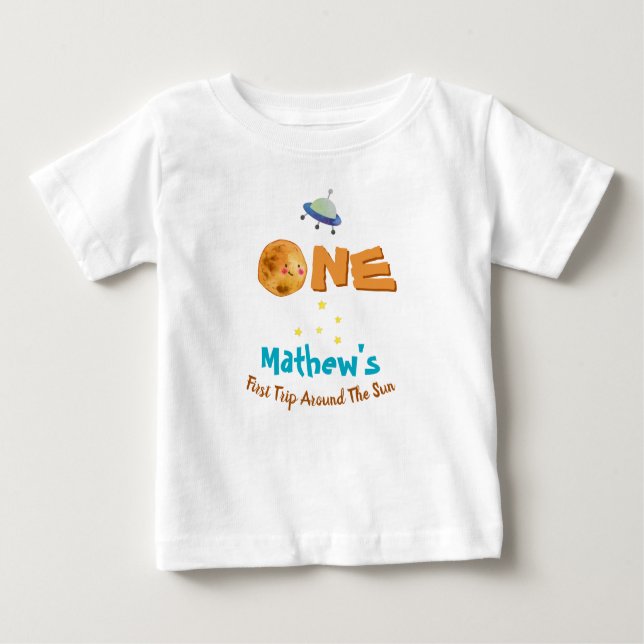 First Trip Around The Sun 1st Birthday Baby T-Shirt (Front)