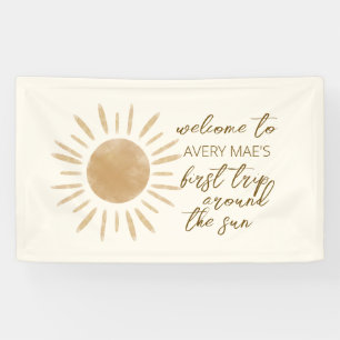 First Trip Around the Sun 1st Birthday Boho  Banner