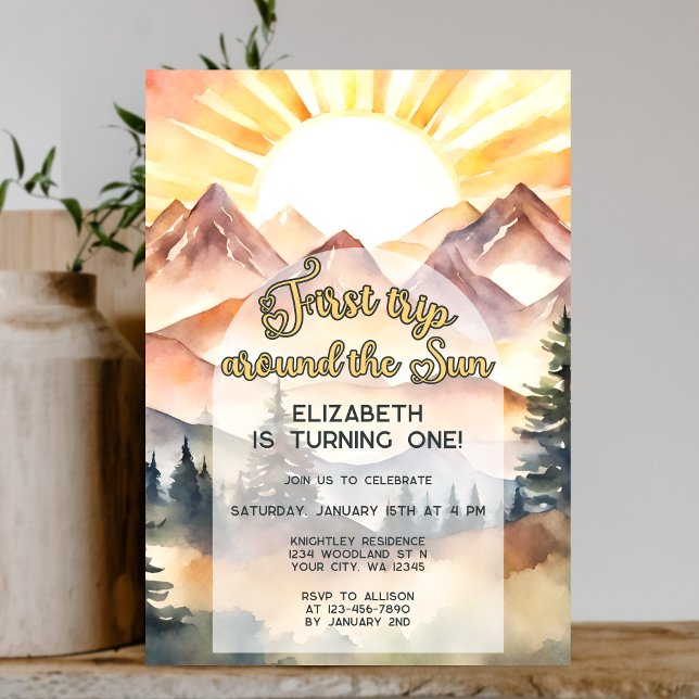 First Trip Around the Sun 1st Birthday Boho Nature Invitation (Creator Uploaded)