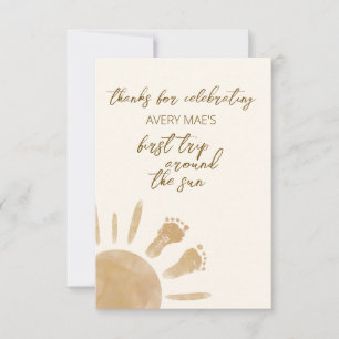 First Trip Around the Sun 1st Birthday Boho  Thank You Card