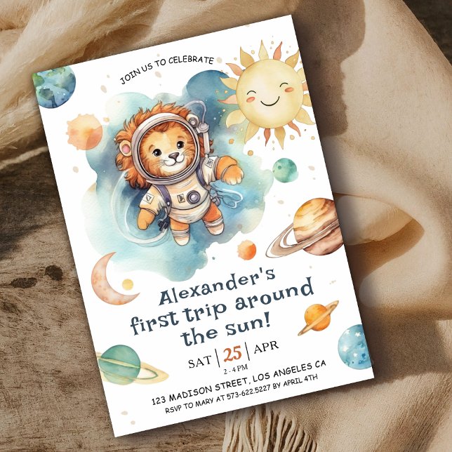 First Trip Around The Sun | 1st Birthday Boy Invitation (Creator Uploaded)