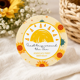 First Trip Around the Sun 1st Birthday Classic Round Sticker