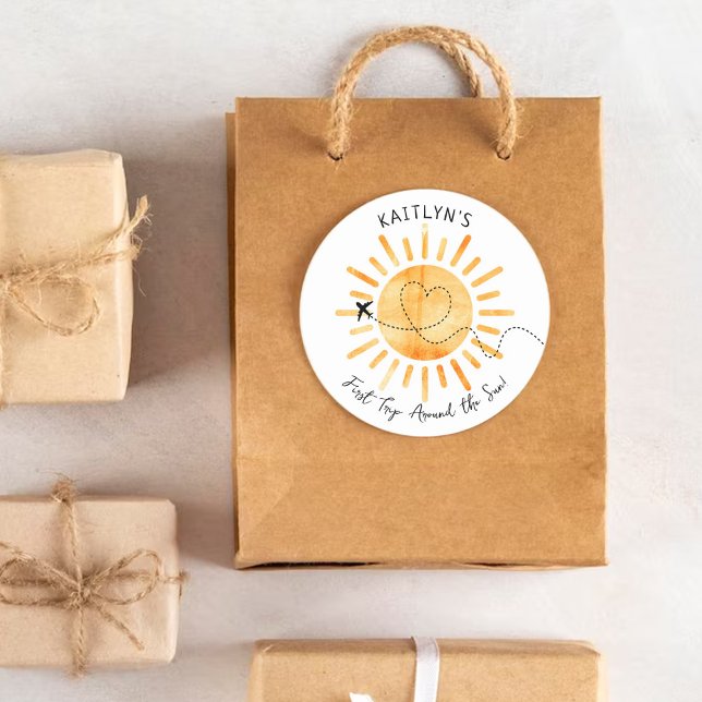 First Trip Around The Sun 1st Birthday Classic Round Sticker (Creator Uploaded)