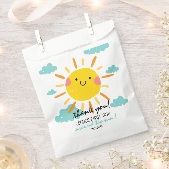 First Trip Around The Sun 1st Birthday  Favour Bag (Clipped)